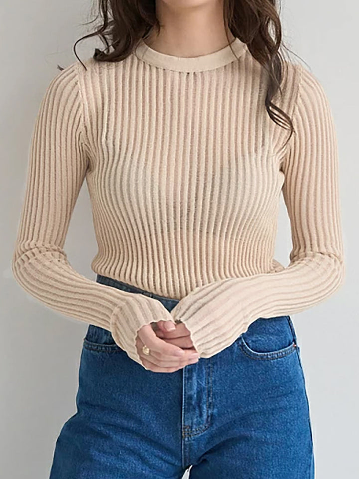 Round Neck Ribbed Knit Top